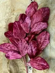 vintage millinery 1940s leaves velvet magenta 1 spray made in Japan