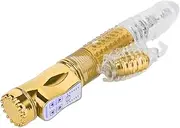 Vibrating Gold Rabbit Vibrator/Dildo GSpot Sex/Adult Toy USB Rechargeable Thrust Wand