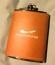 BRAND NEW Brown Leather Hip Flask Stainless Steel Stitching detail 6 oz.