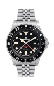 Watch Lorenz 090001AA, Swiss Made, Black 39mm, Double Time, Date, 100mt