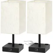 Bedside Table Lamps Set of 2 - Touch Nightstand Lamp for Bedroom with USB C+A...