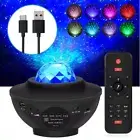 LED Starry Sky Projector Light USB Galaxy Star Night Lamp with Ocean Wave Remote
