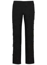 IN The Mood For Love Trocadero Crystal-embellished Woven Trousers - Black - M (UK 12 / M) M (UK 12 / M)