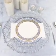 6 SILVER 15" wide Round Metallic String Placemats Wedding Events Light Gray