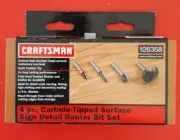 NOS NEW Craftsman 4pc Carbide Surface Sign Detail Router Bit Set 9- 26358