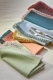 New Anthropologie Janna Napkins, Set of 6 Cotton Canvas 18" x 18"