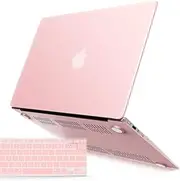 IBENZER Compatible with MacBook Air 11 Inch Case Model A1370 A1465, Soft Touch Plastic Hard Shell Case Bundle with Keyboard Cover for Mac Air 11, Rose Quartz, A1101RQ+1