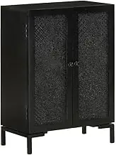 Sideboard Black 55x30x77 cm Solid Wood Mango and Iron,Buffets & Sideboards-351645