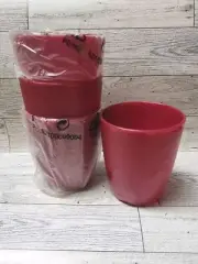 NEW Tupperware Small Open House Tumbler Cups 10 oz Set of 4 Red Glitter