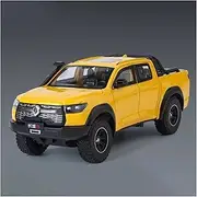 Die-cast 1:24 for Great Wall POER Car Model Alloy Diecast Free Wheeling Sound Light Off-Road Pickup Truck Models Collection Miniature Vehicle(Yellow)