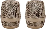 Pastlla 2pcs Microphone Ball Head Mesh Grill Microphone Replacement Head Microphone Replacement Parts Inner Diameter 37mm/1.46inch Brown