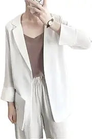 [Generic] Women's Thin Blazer Jacket Office Casual Three-Quarter Sleeve Sun-Proof Suit Top Suit Coat