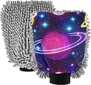 Vibrant Colorful Planets Space Wash Mitt Car Washing Microfiber Chenille Absorbent Mitts Car Cleaning Tools Scrub Pad Scratch Free, Medium x 2 Pack
