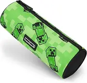 Minecraft Boy's Gamer School Pencil Case – Round Pencil Case 22 cm Video Games Design, Green, One Size, Modern