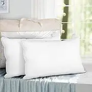 Giselle Bedding Duck Feather Down Pillow Set of 2 Supportive Bed Neck Pillows for Sleeping Hotel Cushion, 100% Cotton Fabric Cover, Standard Size Comfortable Breathable Side Stomach Back Sleepers