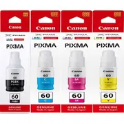 Canon PIXMA GI60 Ink Cartridge Refill Bottle Black/Cyan/Magenta/Yellow Genuine Original