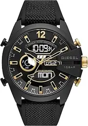 [Diesel] Men's Black Silicon Mega Chief Analogue-Digital Watch, 51mm
