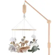 The Peanutshell Baby/Infant Safari Serenity Wooden Crib Musical Mobile 0y+