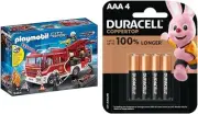 Playmobil - Fire Engine with Duracell Coppertop AAA Batteries (Pack of 4)