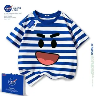 NASA男童t恤短袖夏季薄2023新款純棉中大童兒童男孩夏裝女童半袖