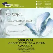 Double Luxury Winter Weight 500GSM White Goose Feather Down Quilt Doona