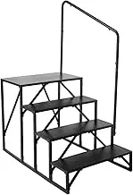 VEVOR RV Steps, 4-Step RV Stairs, 440 LBS Load Capacity, Thickened Carbon Steel, with Handrail, Non-Slip Steps for Safe Entry and Exit, Suit for RV, Trailer, Camper Steps