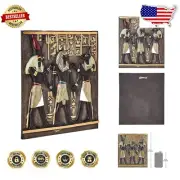 Authentic 11" Egyptian Wall Sculpture - Rameses I Between Gods Horus & Anubis
