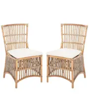Safavieh Set of 2 Erika Rattan Accent Chairs with Cushions