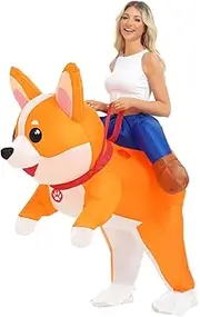 Inflatable Dog Costume for Adult Kids Halloween Blow Up Ride on Corgi Costumes Animal Suit Women Girls Cosplay Fancy Party