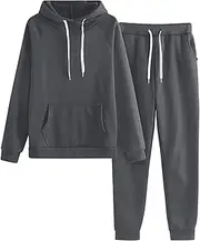 TTBDWiian 2 Piece Fall Sets for Women Dressy Winter Long Sleeve Hooded Jogging Pantsuits Casual Vacation Sweatsuits Plus Size