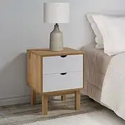 Bedroom Table Bedside Cabinet OTTA Brown&White 45x39x57cm Solid Wood Pine