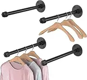 4 Pcs 12 Inch Industrial Pipe Clothes Racks, Floating Shelf Bracket, Wall Mount Closet Rod For Hanging Clothes, Small Garment Rack For Indoor And Boutique Store Clothing Display-Pipe Cap