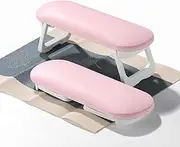 MUSILAN Nail Arm Rest, Foldable PU Leather Nail Hand Rest For Nails Tech with PVC Table Mat, Soft Hand Rest for Acrylic Nails/Nail Hand Pillow for Manicure Salon Use Pink