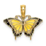 14K Yellow Gold Small Enameled Butterfly Charm