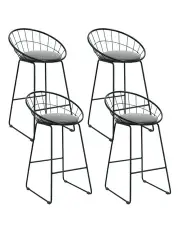 [Artiss] Bar Stools Metal Kitchen Chairs Fabric x4 in Grey