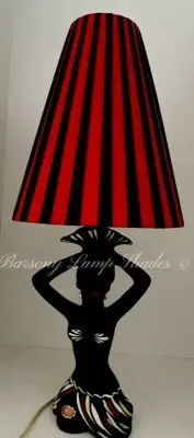 PLASTIC RIBBON RED & BLACK MEDIUM "TALL CONE" LAMPSHADE for BARSONY LADY LAMP