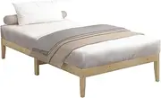 OIKITURE 30.5CM Height Wooden Platform Bed Frame - Mattress Foundation with Slat Support, No Box Spring Needed Easy Assemble, 150KG Weight Capacity, King Single Size