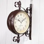 Wall Clock Art Clock Double Sided Wall Clock Wall Clock Double Sided Indoor & Outdoor Garden Train Station Clock Vintage Antique Look Wall Mounted - Vintage Wall Clocks Wall Decor Clock