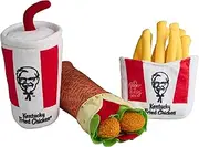 KFC Chicken Wrap Combo Meal – 3-Piece Dog Toy Set - Chicken Wrap, French Fries & Soda – Fun Food-Themed Crinkle & Squeaky Interactive Plush Toys for Medium and Large Dogs & Moderate Chewers