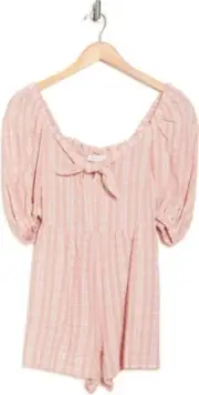 Check Tie Front Peasant Top TOPSHOP