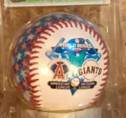 MLB WORLD SERIES 2002 ANGELS VS GIANTS BASEBALL BALL, AMERICAN FLAG, FOTOBALL