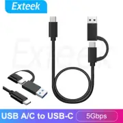 2 in 1 USB A/C to Type C USB C Fast Charging Cable 5Gbps for iPhone 16 15 Galaxy