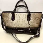 Brahmin Mini Asher SILTSTONE BOLOGNA Brown, Beige, Bronze Leather Crossbody NEW