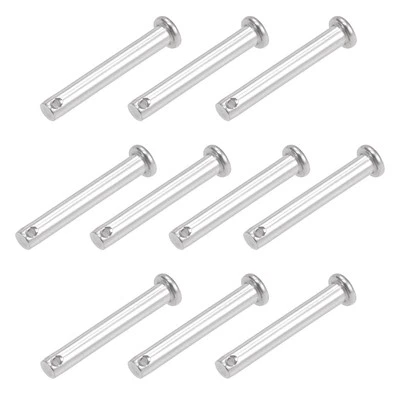 10Pcs Single Hole Clevis Pins 6mm x 40mm Flat Head 304 Stainless Steel Hinge Pin
