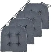 JAMPAYANG Chair Cushion, 4 Pack Chair Cushions for Dining Chairs, Chair Pads and Mat with Ties for Indoor Kitchen Seat and Desk (4 Count - 17 x 16 in, Dark Grey)