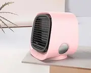 SKYLUXE - USB Portable Air Conditioner – Mini Air Cooler with 3-Speed Fan, LED Light, and Humidifier Function for Personal Cooling in Home, Office, and Outdoor Spaces (Pink)