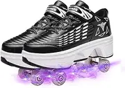 [RDJSHOP] Unisex Roller Skate Shoes Deformation Shoes, Technical Skateboarding Shoe for Kids/Adults Outdoor Running Gymnastics Sneakers,Black-39