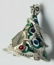 Chamilia 925 Silver Brocade Xmas Tree Charm Bead Multi Colour Swarovski Crystal