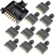 10x black 7 pin flat plug male connector caravan trailer adapter boat quick fit