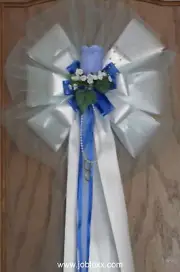 6 Royal Blue Satin Edge Ribbons Pew Bows for Weddings